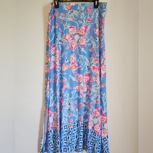 Jade Blue and Pink Floral Skirt